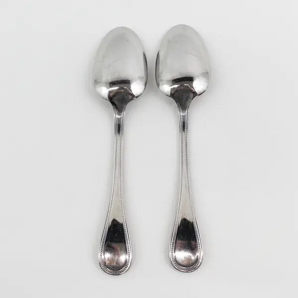 Lot of 2 Pottery Barn PBN23 Pattern 18/8 SS Oval Soup Spoons 8.13" Rare Items
