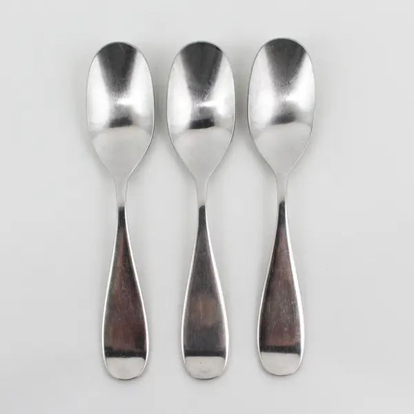 Lot of 3 Pottery Barn Flatware Octo Pattern SS Oval Soup Spoons 7" Rare HTF Item