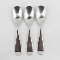 Lot of 3 Pottery Barn Flatware Octo Pattern SS Oval Soup Spoons 7" Rare HTF Item
