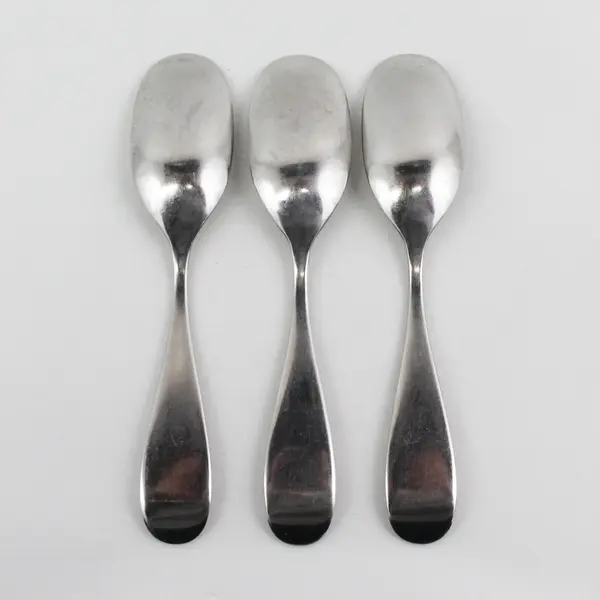 Lot of 3 Pottery Barn Flatware Octo Pattern SS Oval Soup Spoons 7" Rare HTF Item