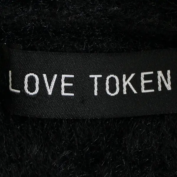Love Token Women's S Black Fuzzy Faux Fur Open Front Long Sleeve Cardigan