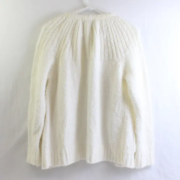 Vtg Western Connection of CA Women's M White Open Front Knit Cardigan Sweater
