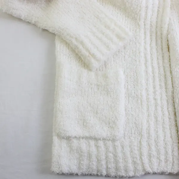 Vtg Western Connection of CA Women's M White Open Front Knit Cardigan Sweater