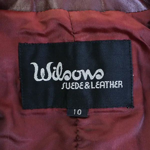 Vintage Wilsons Women's 10 Deep Red 3 Button Front Tie Waist Leather Jacket