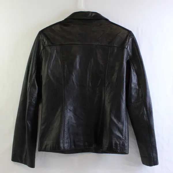 Forever 21 Women's S Black Collared Button Up Genuine Leather Jacket