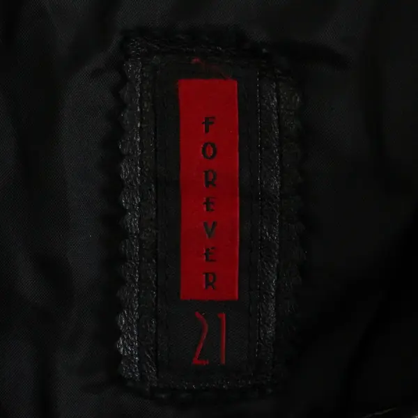 Forever 21 Women's S Black Collared Button Up Genuine Leather Jacket