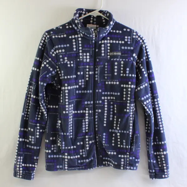 Columbia Youth L (14/16) Purple Dotted Design Full Zip Fleece Jacket