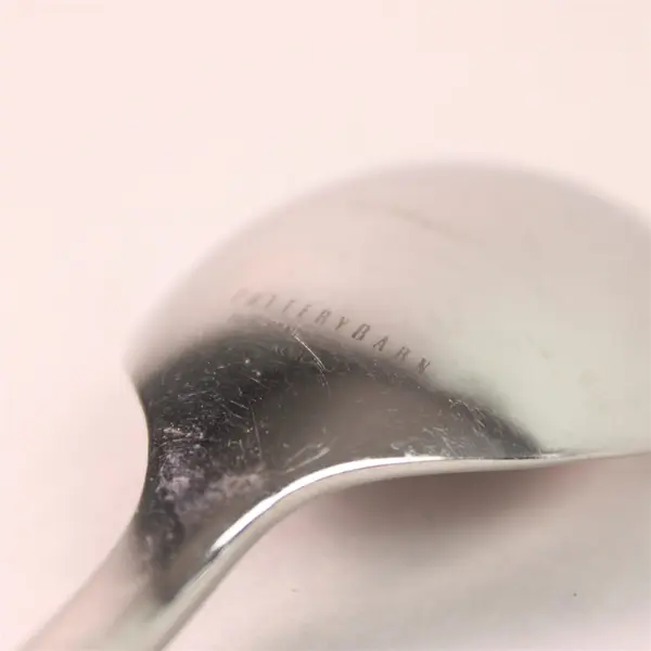 Lot of 4 Pottery Barn Silver Unknown Rare HTF Pattern 18/8 SS Soup Spoons 7.75"