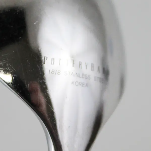 Lot of 5 Pottery Barn Silver Unknown Rare HTF Pattern 18/8 SS Soup Spoons 7.75"