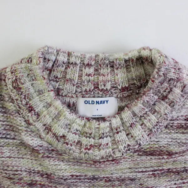 Old Navy Women's S Purple/Green Cozy Space Dye Rib-Knit Sweater