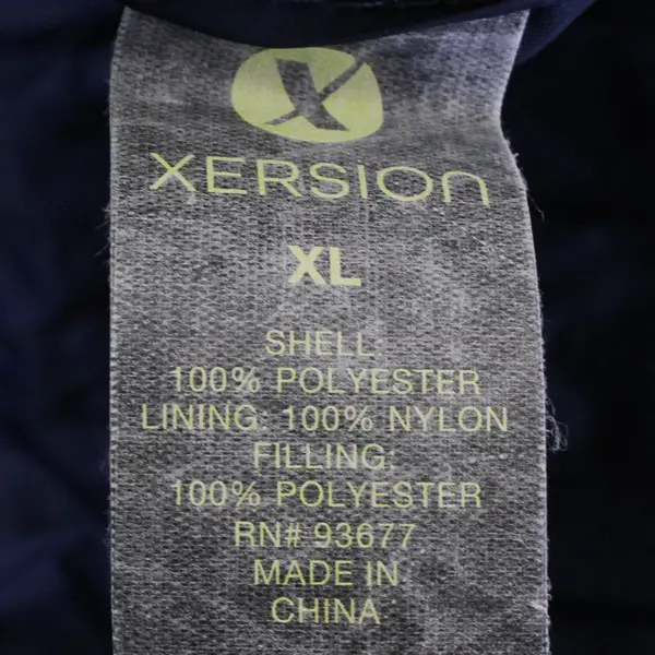 Xersion Women's XL Navy Reversible Full Zip Hooded Puffer Jacket