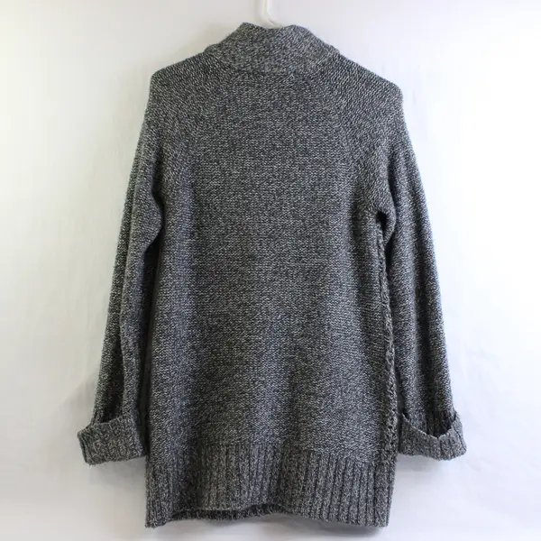Carolyn Taylor Women's S Gray Button Up Mock Neck Knit Sweater