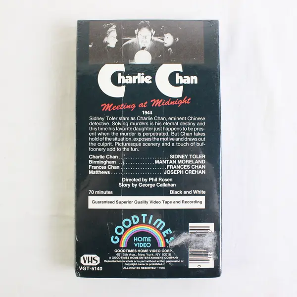 Charlie Chan Meeting at Midnight B&W VHS Tape, 1986 Sealed