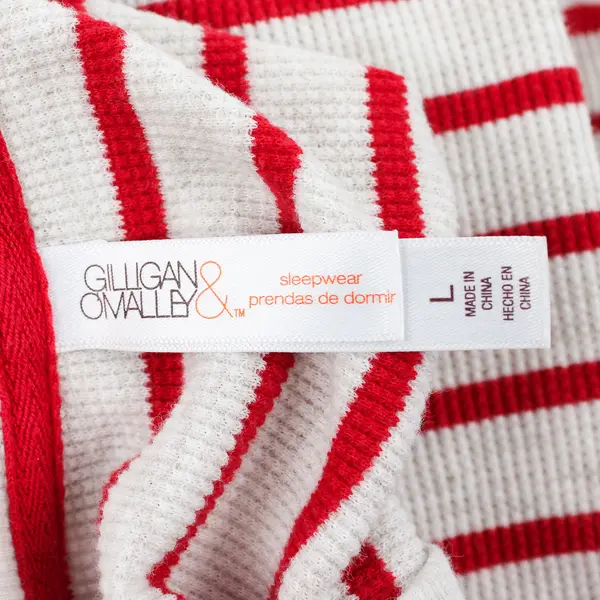Set of 2 Gilligan & O'Malley Women's L Red Striped Waffle Knit Pajama Set