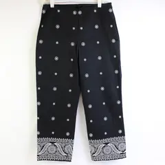 Vtg Jones NY Signature Women's 6 Blk/White Bandana Design Ankle Length Pants