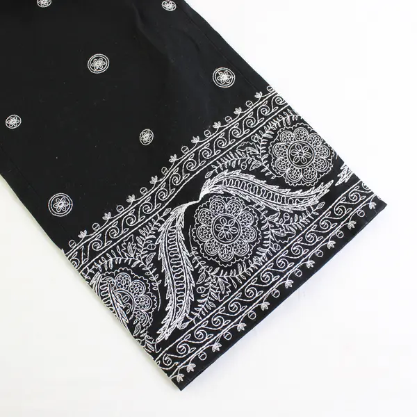 Vtg Jones NY Signature Women's 6 Blk/White Bandana Design Ankle Length Pants