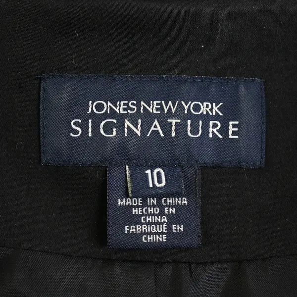 Vtg Jones NY Women's 10 Blk/Wht 1/2 Sleeve Paisley Open Front Blazer Jacket