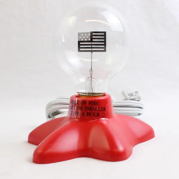 NWT 2002 BLIP USA American Flag Neon Light Bulb Red Star Base Patriotic Lamp
