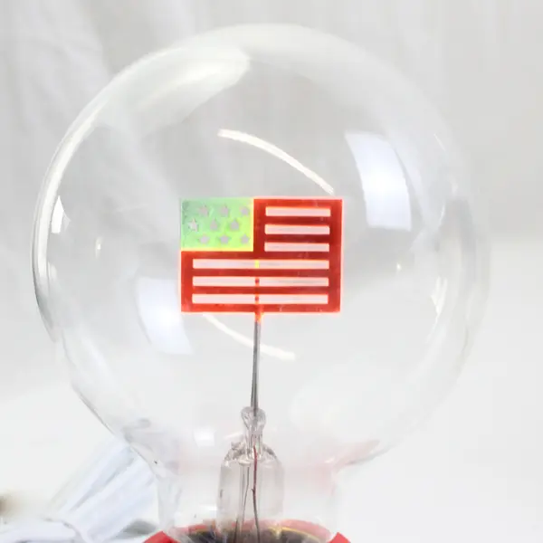 NWT 2002 BLIP USA American Flag Neon Light Bulb Red Star Base Patriotic Lamp