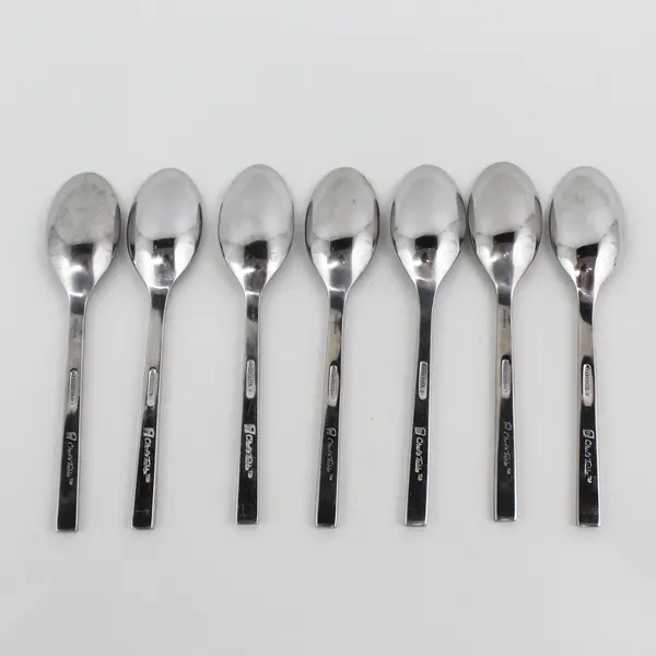Lot of 7 Oneida Silver Chef's Table Pattern 18/0 SS Teaspoons 6.25" Good