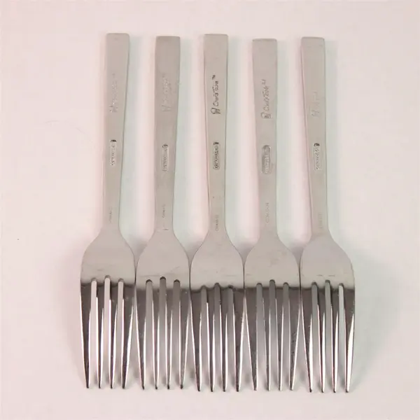 Lot of 5 Oneida Silver Chef's Table Pattern 18/0 SS Salad Forks 7.25" Good