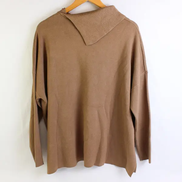 A Love Story Women's S/M Brown Knit Mock Neck Oversized Long Sleeve Sweater