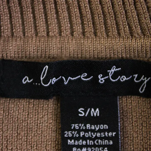 A Love Story Women's S/M Brown Knit Mock Neck Oversized Long Sleeve Sweater