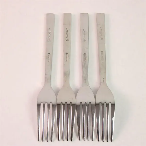 Lot of 4 Oneida Silver Chef's Table Pattern 18/0 SS Dinner Forks 8" Good