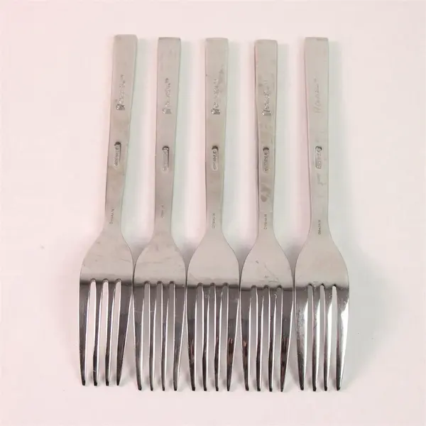 Lot of 5 Oneida Silver Chef's Table Pattern 18/0 SS Dinner Forks 8" Good