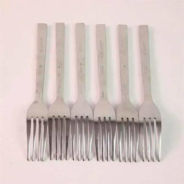 Lot of 6 Oneida Silver Chef's Table Pattern 18/0 SS Dinner Forks 8" Good