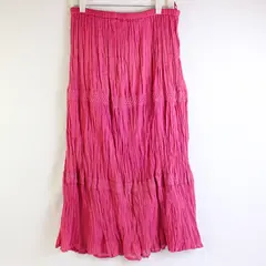 Hi Lites Women's S Hot Pink 100% Cotton Crochet Detailing Tiered Maxi Skirt