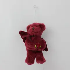Russ Berrie Red Angel Wings Bear Plush with Rose Embroidered Details