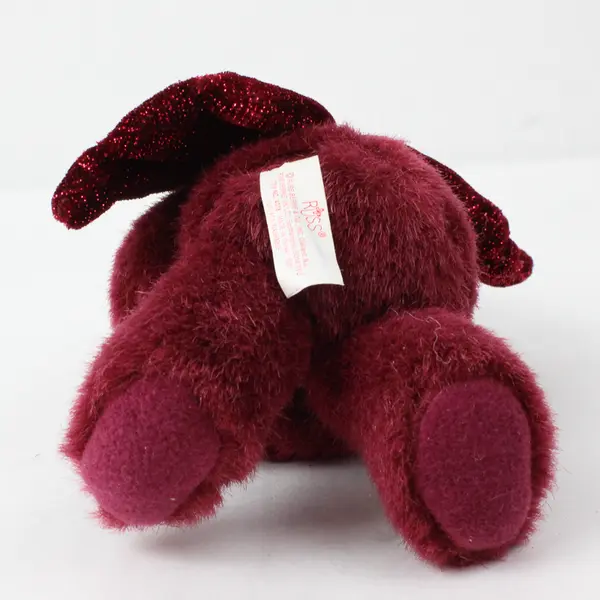 Russ Berrie Red Angel Wings Bear Plush with Rose Embroidered Details
