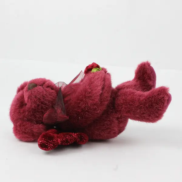 Russ Berrie Red Angel Wings Bear Plush with Rose Embroidered Details