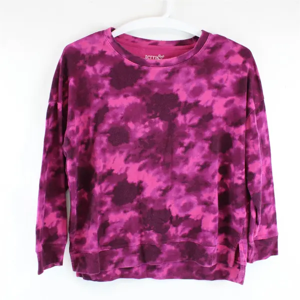 Terra & Sky Women's 0X (14W) Dark Purple Tie Dye Crew Neck Pullover Sweater