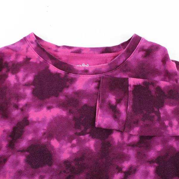 Terra & Sky Women's 0X (14W) Dark Purple Tie Dye Crew Neck Pullover Sweater