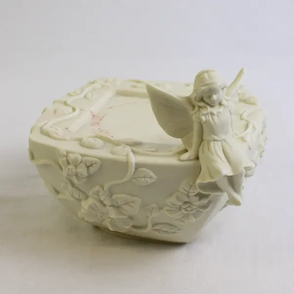 PartyLite White Porcelain Enchantment Fairy Girl Pillar Candle Holder