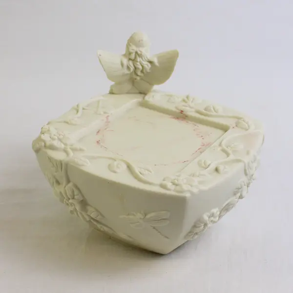 PartyLite White Porcelain Enchantment Fairy Girl Pillar Candle Holder