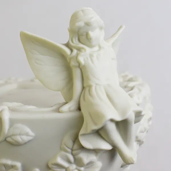 PartyLite White Porcelain Enchantment Fairy Girl Pillar Candle Holder