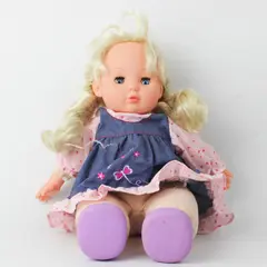 Laughing Baby Doll Blue Eyes Blonde Braids 7.5in