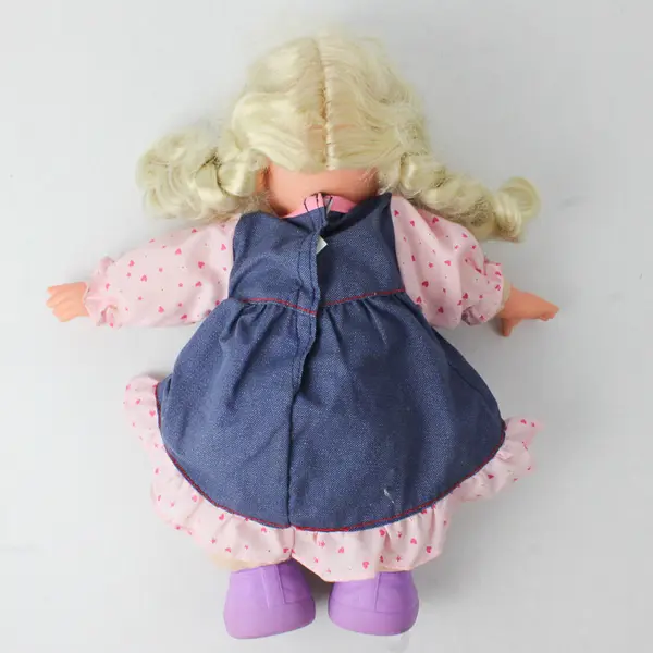 Laughing Baby Doll Blue Eyes Blonde Braids 7.5in
