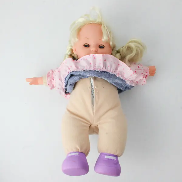 Laughing Baby Doll Blue Eyes Blonde Braids 7.5in