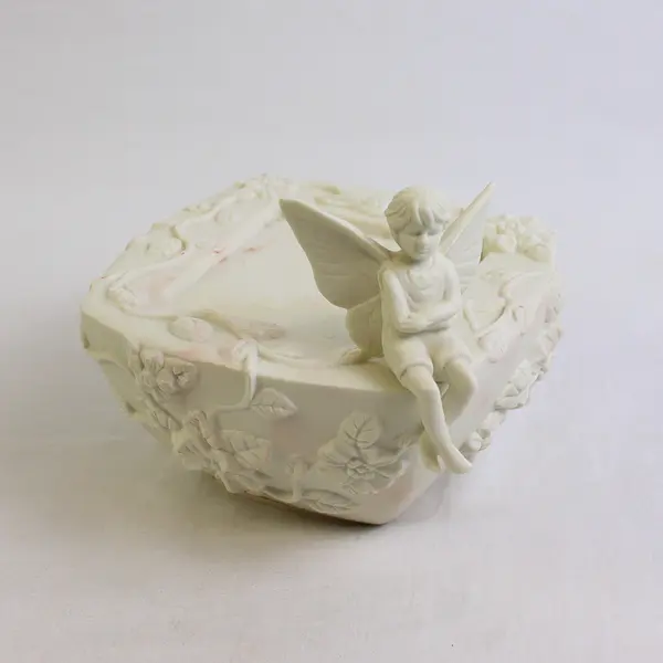 PartyLite White Porcelain Enchantment Fairy Boy Pillar Candle Holder