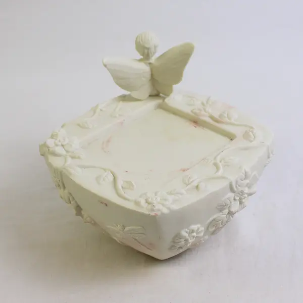 PartyLite White Porcelain Enchantment Fairy Boy Pillar Candle Holder