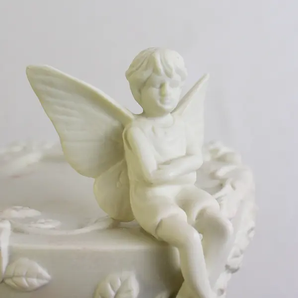 PartyLite White Porcelain Enchantment Fairy Boy Pillar Candle Holder