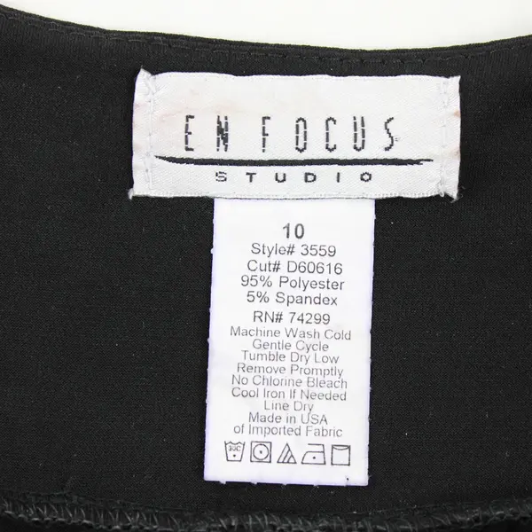 Vtg En Focus Studio Women's 10 Black Embellished Lattice Collar Sleeveless Dress