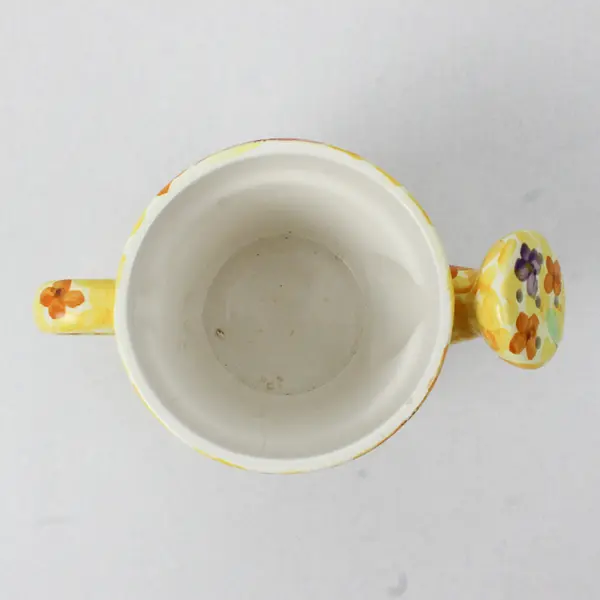 Hand-Painted Ceramic Watering Can Yellow Floral Indoor Decorative 8in