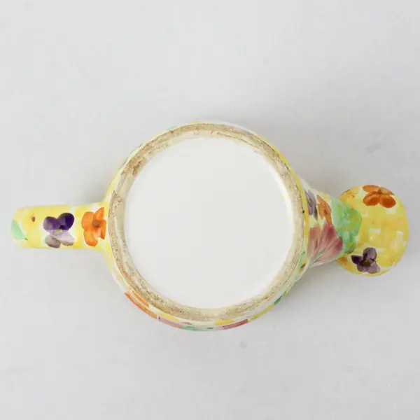 Hand-Painted Ceramic Watering Can Yellow Floral Indoor Decorative 8in