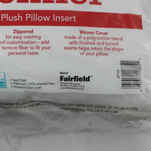 Fairfield 14x14 White Throw Pillow Insert New with Tags Sealed