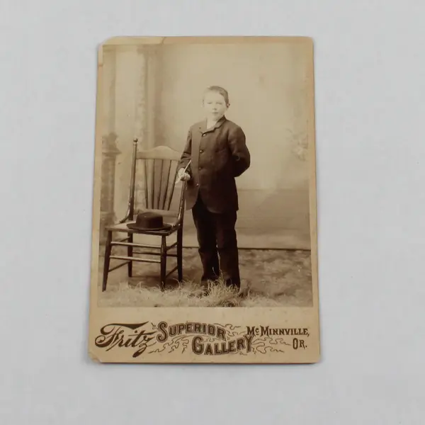 Young Boy Cabinet Card Portrait Photo Fritz Superior Gallery McMinnville Oregon